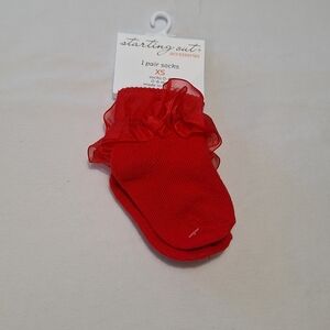 Starting Out Red Ruffle Baby Socks